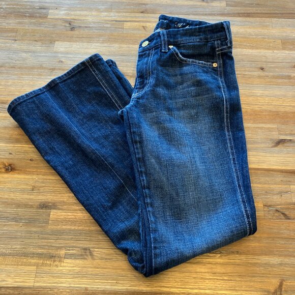 Seven A Pocket‎ size 27 flare medium wash lowrise boho retro denim jean - Picture 2 of 7